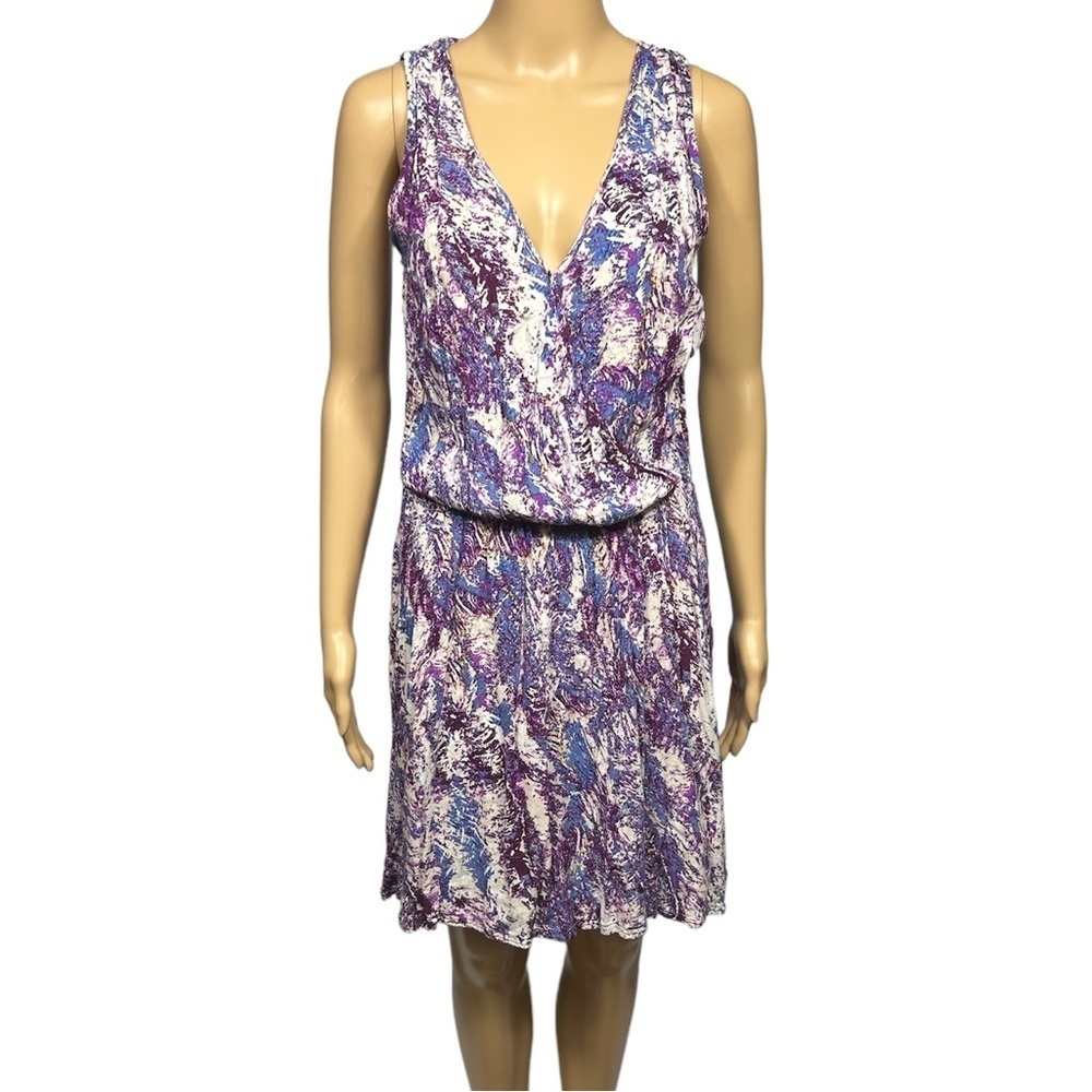 Converse One Star Faux Wrap Fit&Flare Sleeveless Mini Dress Size M Purple/Blue